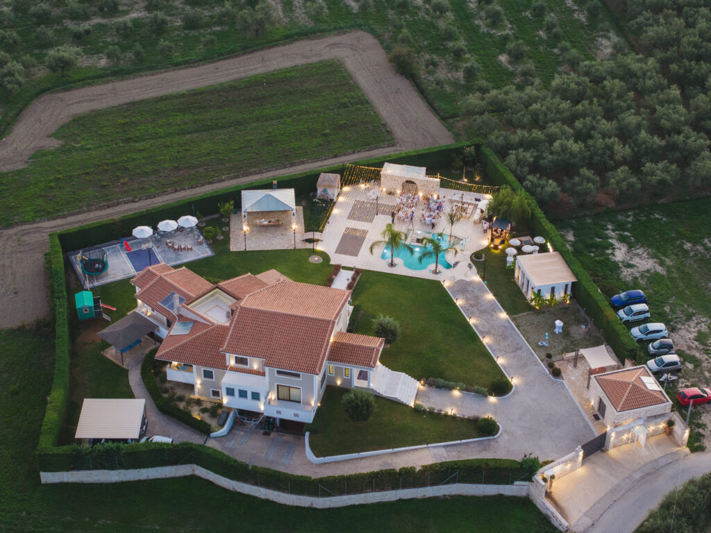 Wedding venue in Greece at sunset